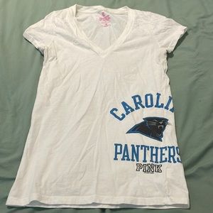 VS Pink white Carolina Panthers v neck tshirt size medium